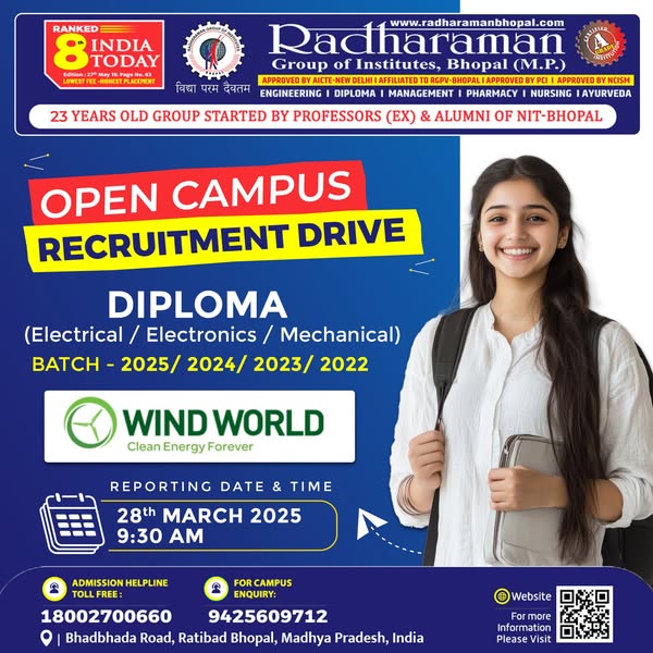 OPEN CAMPUS RECRUITMENT DRIVE for Diploma (Electrical, Electronics, Mechanical) students from Batch 2025,24,23,22